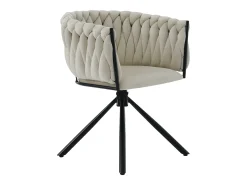 Silla giratoria con patas de metal negro - Tejido de terciopelo - Beige