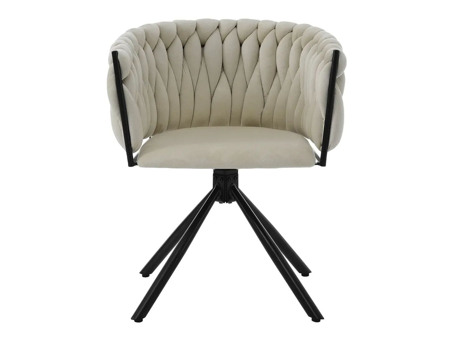 Silla giratoria con patas de metal negro - Tejido de terciopelo - Beige