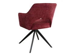 Silla giratoria con reposabrazos en tela texturizada y metal negro - Burdeos - KONYA