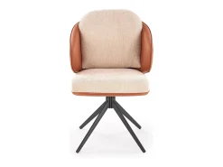 Silla giratoria de diseño en ecopiel marrón y tejido Acoro beige