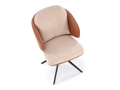 Silla giratoria de diseño en ecopiel marrón y tejido Acoro beige