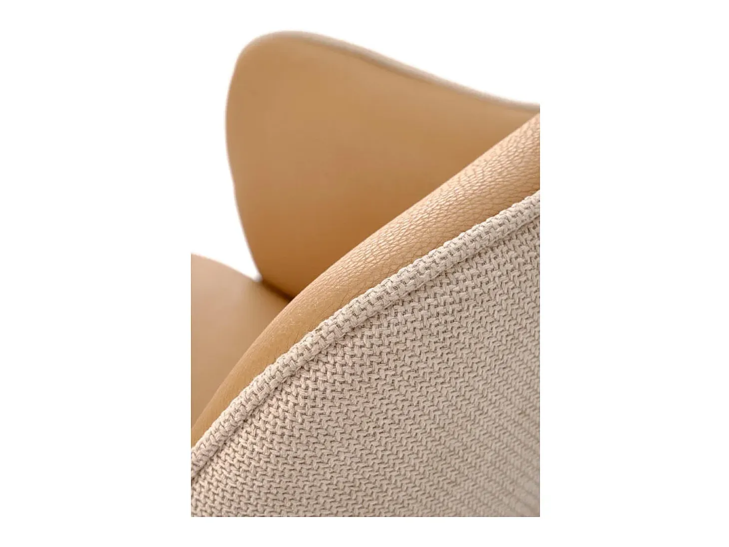 Silla giratoria de diseño beige y marrón con base de metal negro