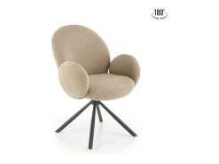 Silla giratoria de diseño Stuart beige con reposabrazos