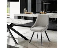 Silla giratoria de tela para salón-comedor de diseño moderno Navya - Gris claro