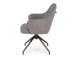 Silla giratoria de tela y ecopiel gris baya