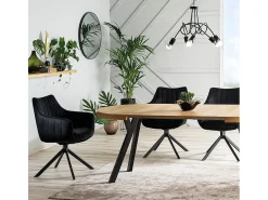 Silla giratoria de terciopelo metálico negro Swop