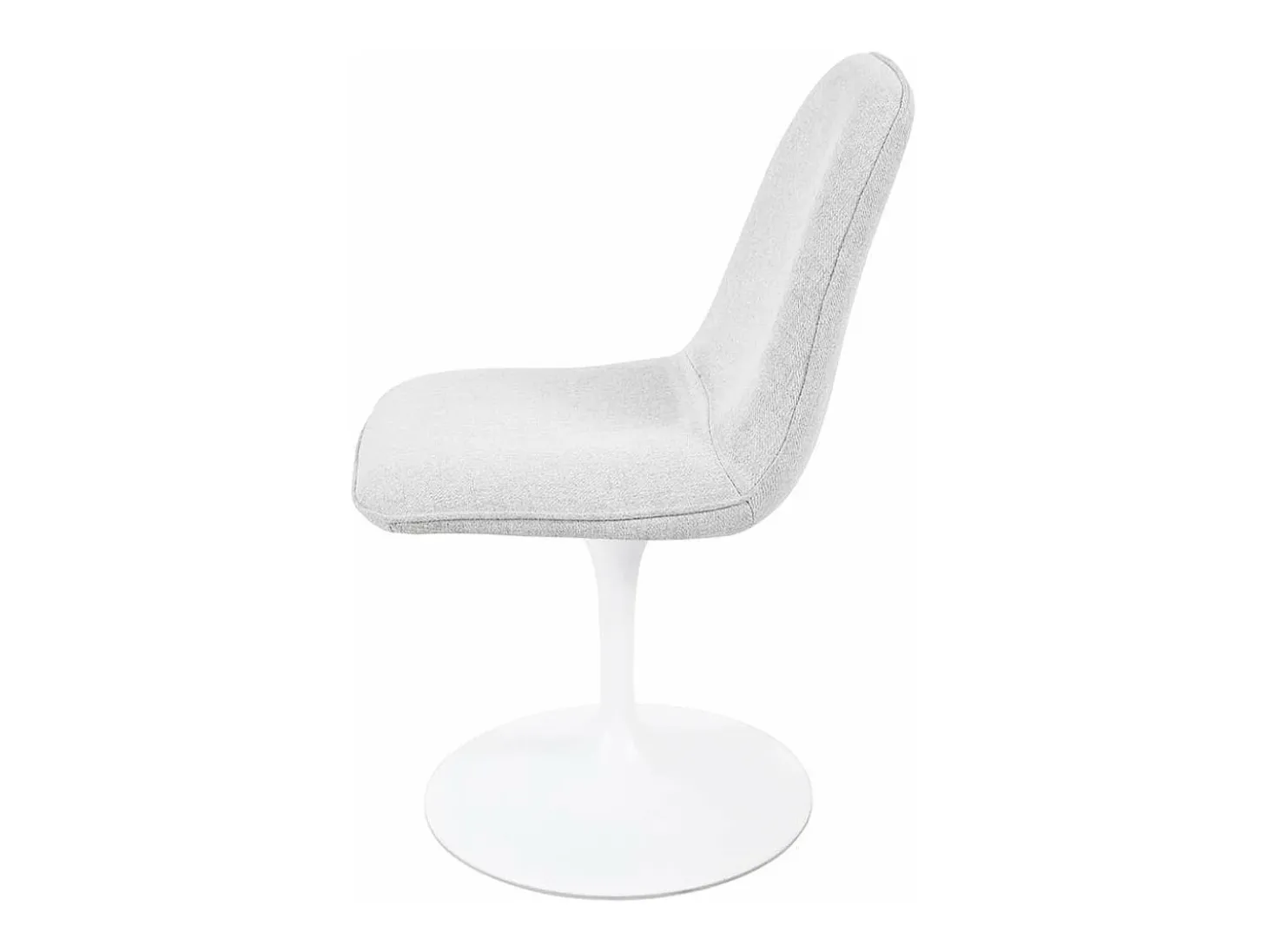Silla giratoria LORA estilo retro-chic con asiento y respaldo tapizados en tela blanca gris claro