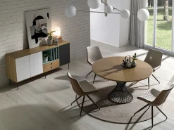 Silla giratoria Morka de tela beige y polipiel marrón - Lote de 2