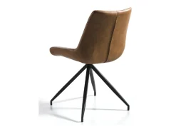 Silla giratoria Morka de tela beige y polipiel marrón - Lote de 2