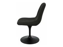 Silla giratoria retro-chic LORA en tela negro bronce con base de metal negro epoxi