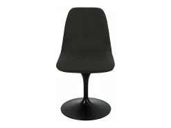 Silla giratoria retro-chic LORA en tela negro bronce con base de metal negro epoxi