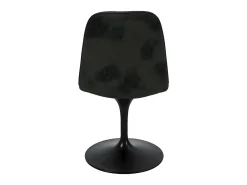 Silla giratoria retro-chic LORA en tela negro bronce con base de metal negro epoxi