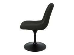 Silla giratoria retro-chic LORA en tela negro bronce con base de metal negro epoxi