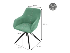 Silla giratoria Silla de comedor Sillón Giratorio 360 grados Silla de salón Verd