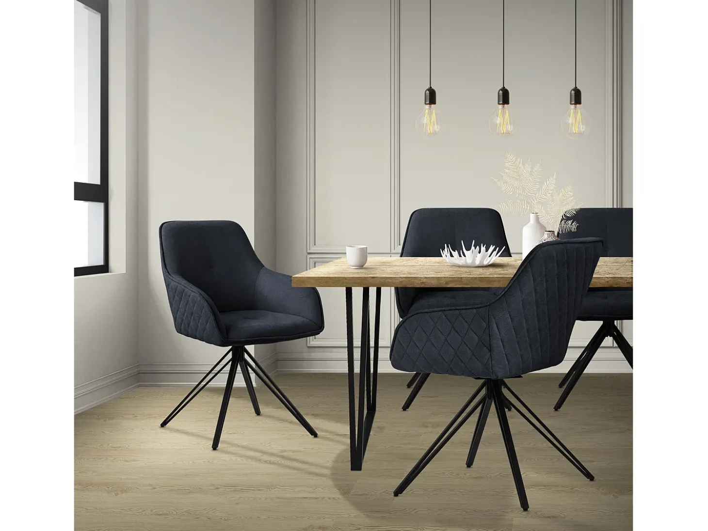 Silla giratoria Silla de comedor Sillón Giratorio 360 grados Silla de salón Negr