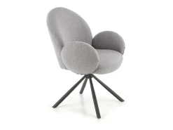 Silla giratoria Stuart de tela gris de diseño boulé con reposabrazos