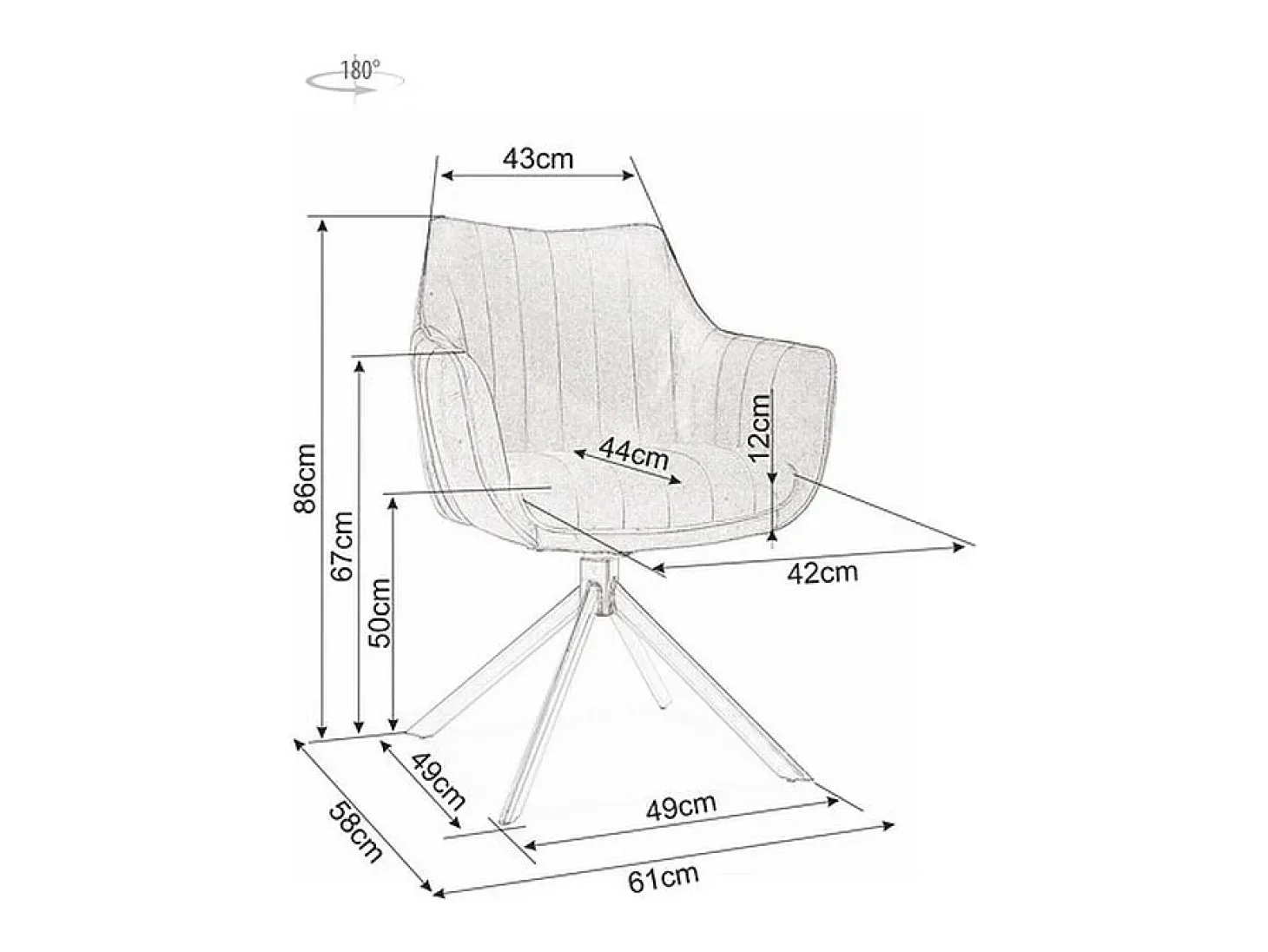 Silla giratoria Swop black metal grey velvet