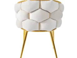 Silla góndola Silla de ocio en tejido de terciopelo - patas de metal dorado - Beige