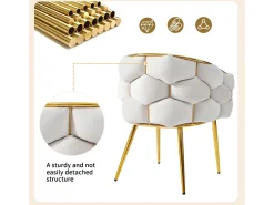 Silla góndola Silla de ocio en tejido de terciopelo - patas de metal dorado - Beige