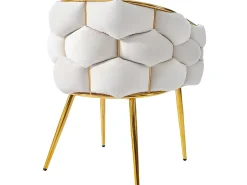 Silla góndola Silla de ocio en tejido de terciopelo - patas de metal dorado - Beige