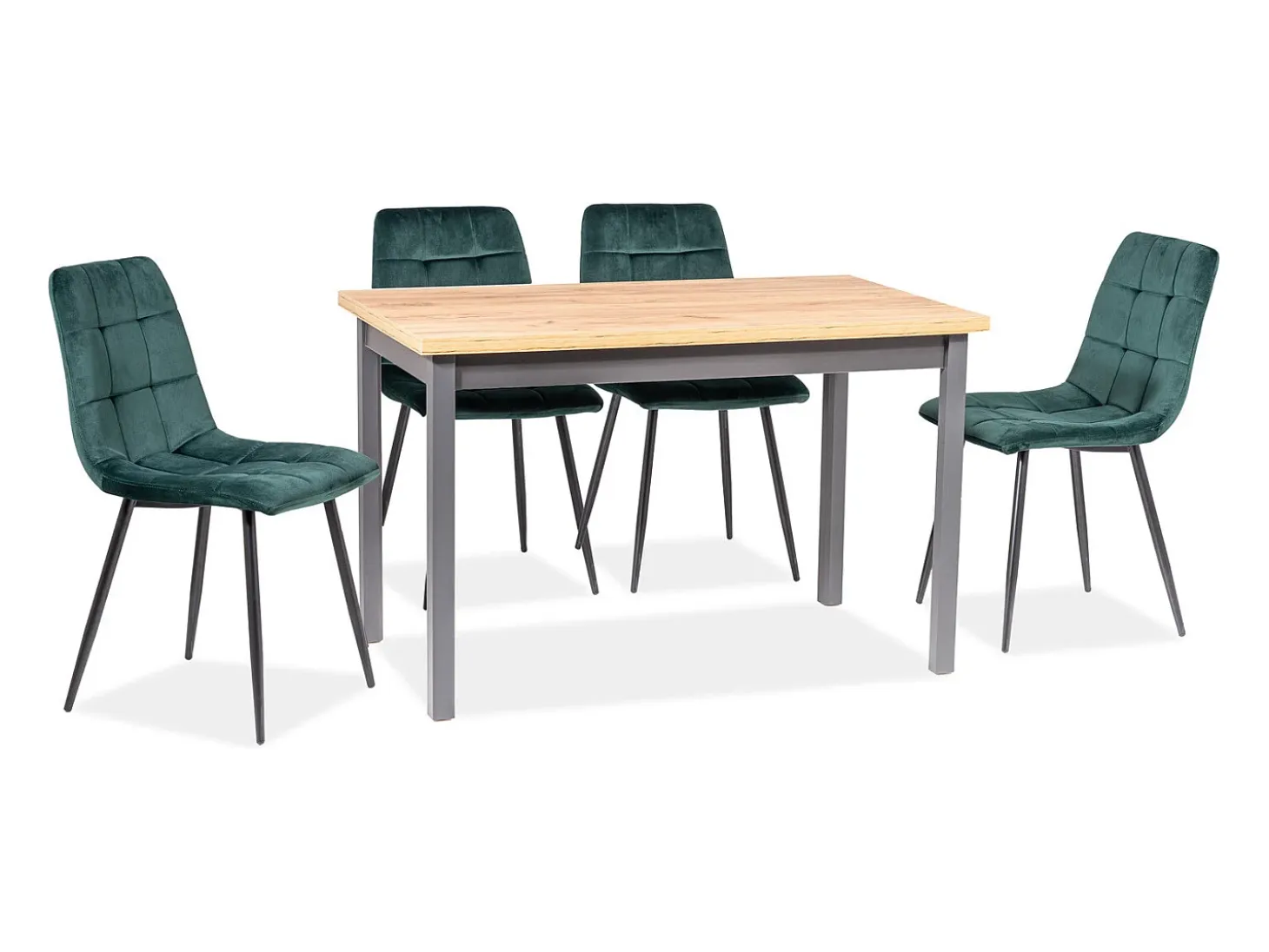 Silla Harriet de terciopelo verde con patas negras