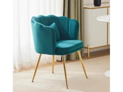 Silla individual de terciopelo - 63 x 58 x 77 cm - Patas de metal chapado y cojines mariposa - Verde