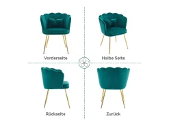 Silla individual de terciopelo - 63 x 58 x 77 cm - Patas de metal chapado y cojines mariposa - Verde