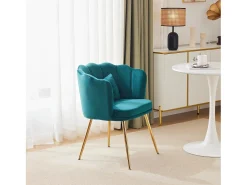Silla individual de terciopelo - 63 x 58 x 77 cm - Patas de metal chapado y cojines mariposa - Verde