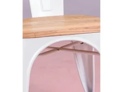 Silla industrial con brazos y asiento de madera de olmo - Bistro - Blanco