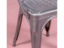 Silla industrial con reposabrazos en acero metalizado - Bistro - Metálico