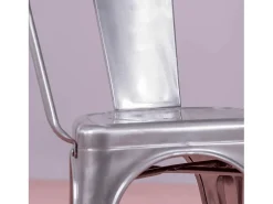 Silla industrial con reposabrazos en acero metalizado - Bistro - Metálico