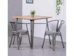 Silla industrial con reposabrazos en acero metalizado - Bistro - Metálico