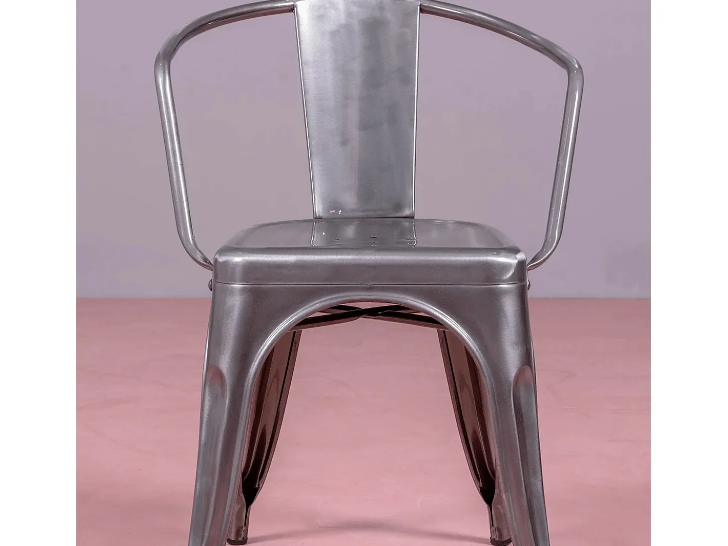 Silla industrial con reposabrazos en acero metalizado - Bistro - Metálico