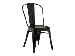 Silla industrial de acero brillante Kontoir, negra-Rosa claro