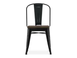 Silla industrial Kontoir de acero blanco brillante con asiento de pino macizo oscuro-Verde claro
