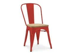 Silla industrial Kontoir marrón con asiento de pino macizo claro-Azul pato
