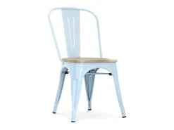 Silla industrial Kontoir marrón con asiento de pino macizo claro-Negro