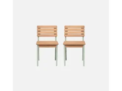 Silla infantil de madera interior/exterior, set de 2 verde grisáceo