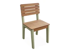 Silla infantil de madera interior/exterior, set de 2 verde grisáceo