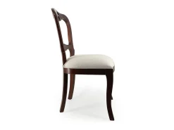 Silla Kaly de madera maciza de caoba y tela beige