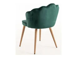 Silla Lizaty de terciopelo verde y madera natural - Juego de 2