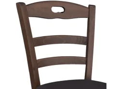 Silla Loris de madera de nogal oscuro con asiento marrón