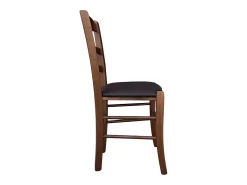 Silla Loris de madera de nogal oscuro con asiento marrón