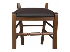 Silla Loris de madera de nogal oscuro con asiento marrón