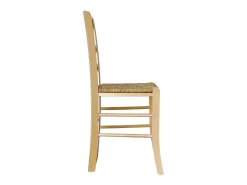 Silla loris de madera natural con asiento de paja