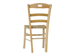 Silla loris de madera natural con asiento de paja
