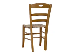 Silla Loris en nogal claro con asiento de paja
