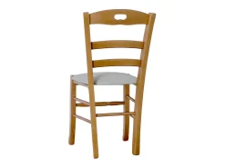 Silla Loris en nogal claro con asiento de piel sintética gris