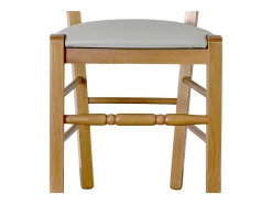 Silla Loris en nogal claro con asiento de piel sintética gris