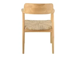 Silla Louika de madera maciza natural y asiento de ratán.